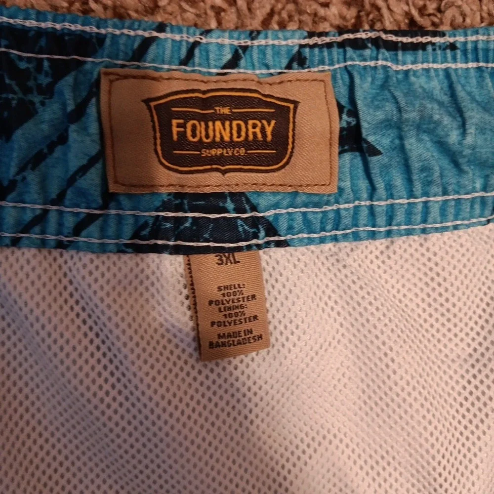 The Foundry Blue Orange Board Shorts  Pockets Geometric Southwest Print Sz 3XL